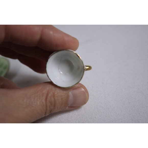 AS IS Miniature porcelain Tea Service Occupied Japan, Vintage Fairy green tea - Picture 8 of 10